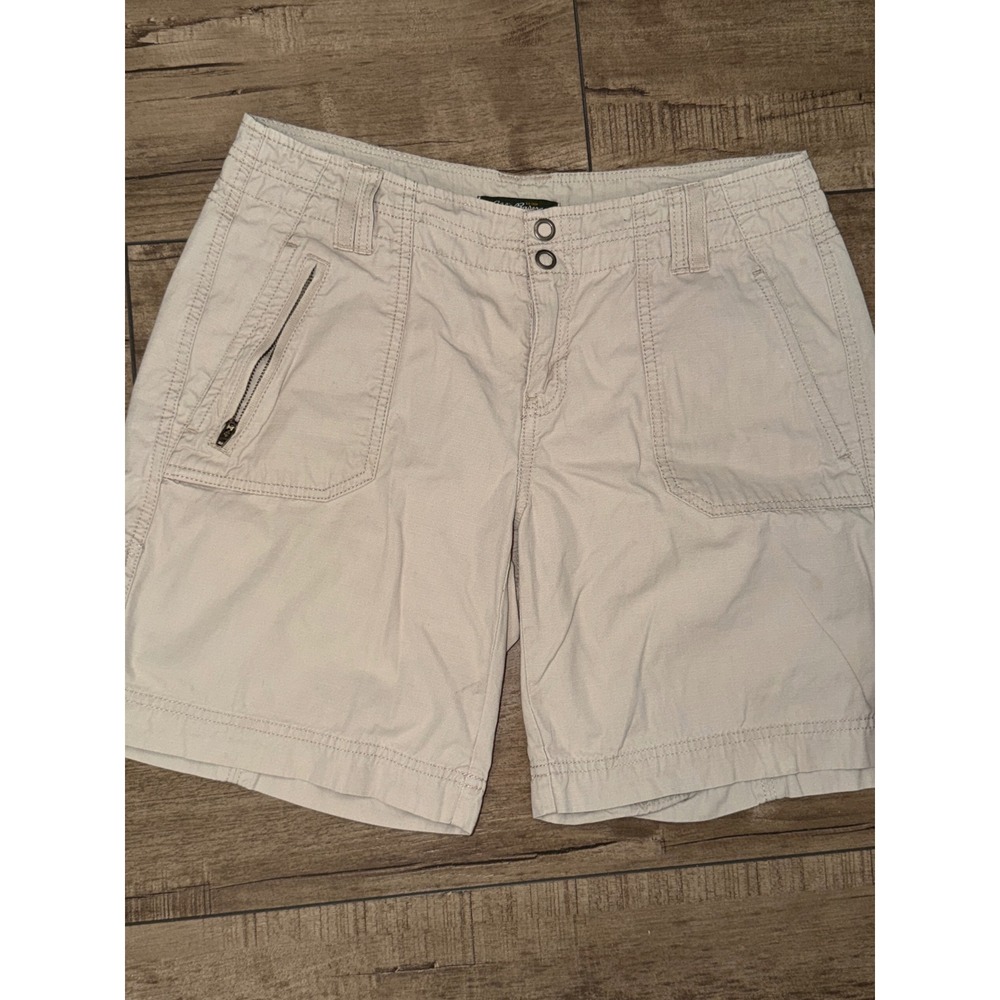 Eddie Bauer Blakely Fit Khaki Cargo Shorts Womens 6 Cotton Ripstop Beige Hiking